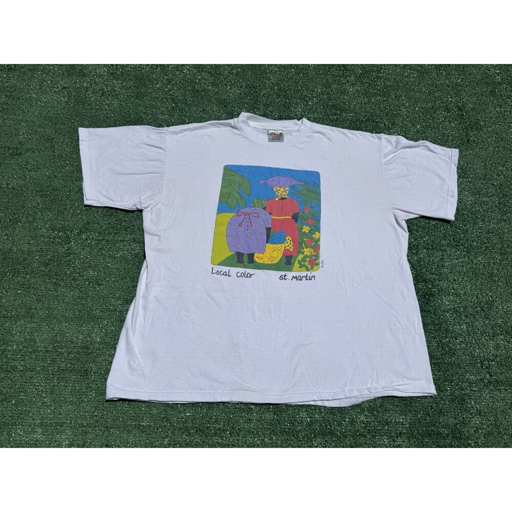 Vintage 1988 Local Color St. Thomas Haiti Art Oneita Single Stitch T-Shirt - XL